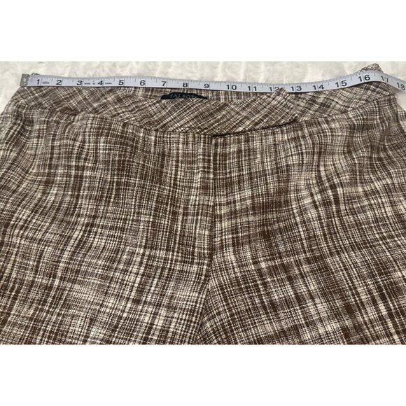 Talbot's Woman Capri Pants Brown & White Plaid Print Linen Blend Women Size 14W - Picture 11 of 16